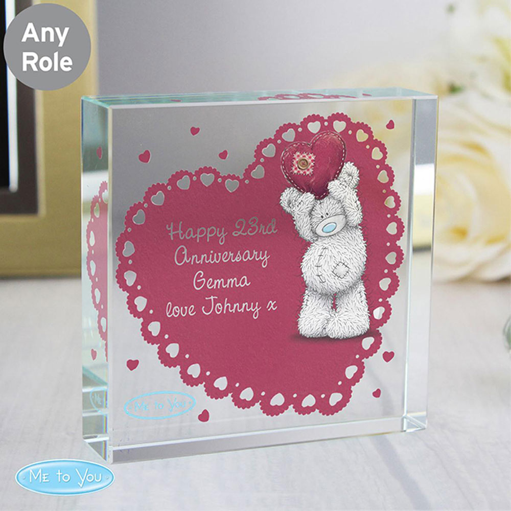 Personalised Me to You Bear Heart Large Crystal Block Extra Image 1